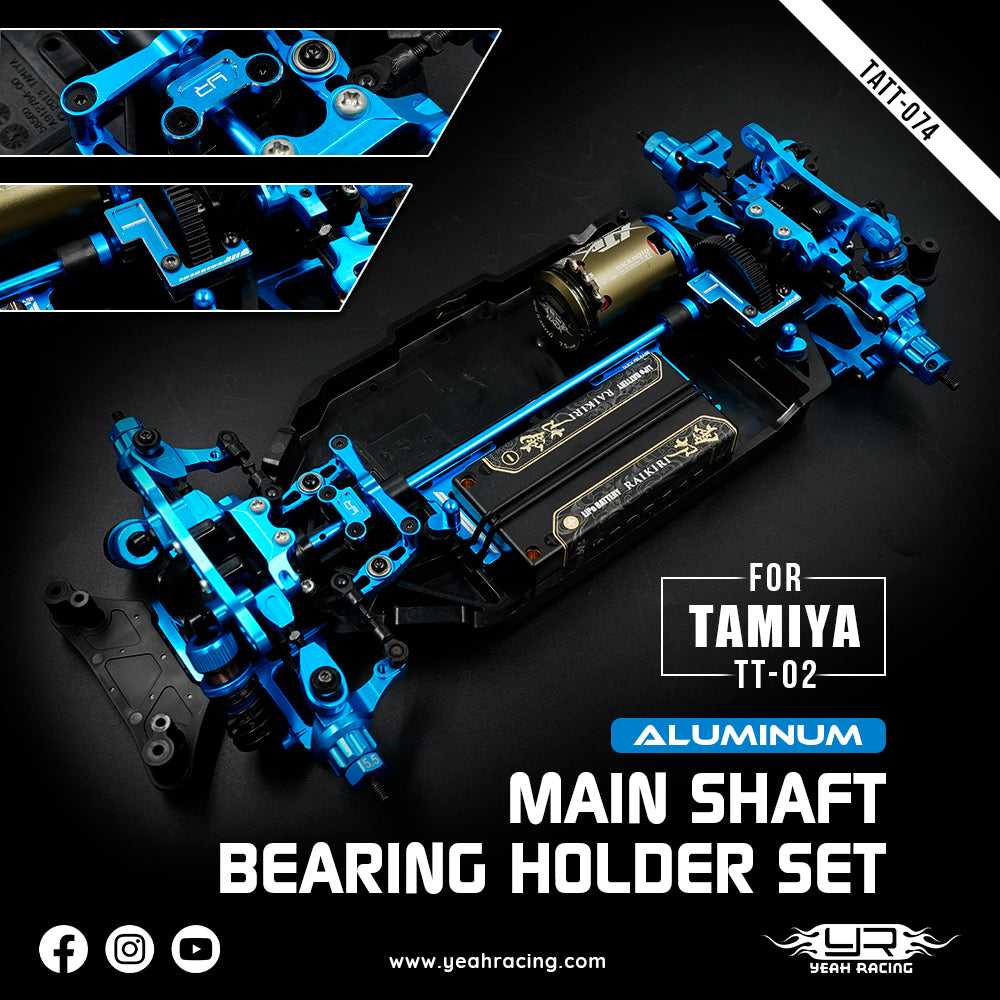 Yeah Racing ALUMINUM MAIN SHAFT BEARING HOLDER SET FOR TAMIYA TT02 SERIES TATT-074BU ศูนย์ไทย