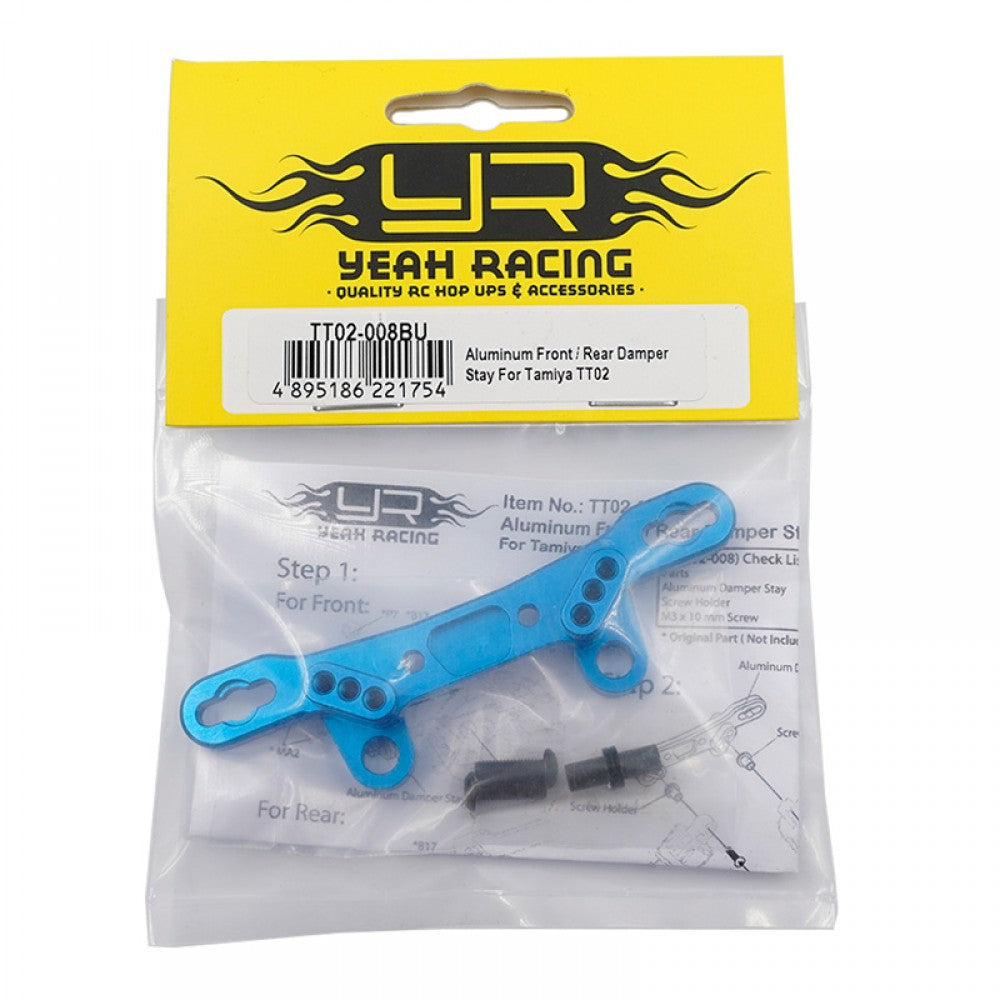 Yeah Racing ALUMINUM FRONT / REAR DAMPER STAY FOR TAMIYA TT02 TT02-008BU ศูนย์ไทย