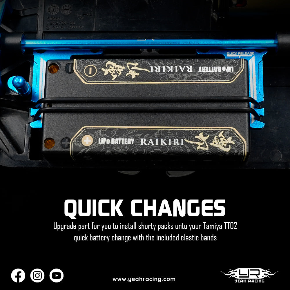Yeah Racing ALUMINUM SHORT BATTERY HOLDER SET FOR TAMIYA TT02 SERIES TATT-075BU ศูนย์ไทย