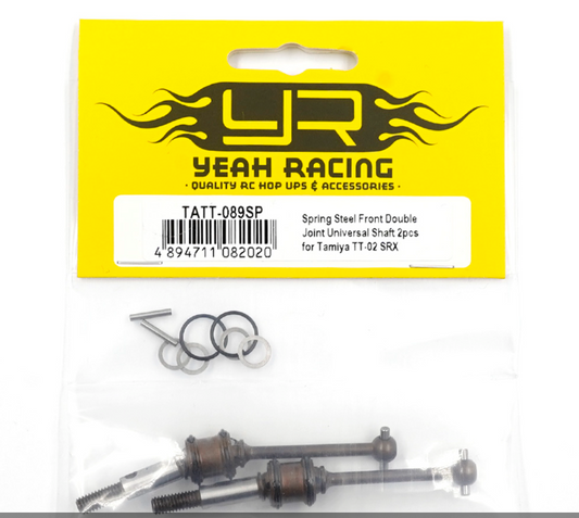 Yeah Racing Spring Steel Front Double Joint Universal Shaft 2pcs for Tamiya TT-02 SRX TATT-089SP ศูนย์ไทย