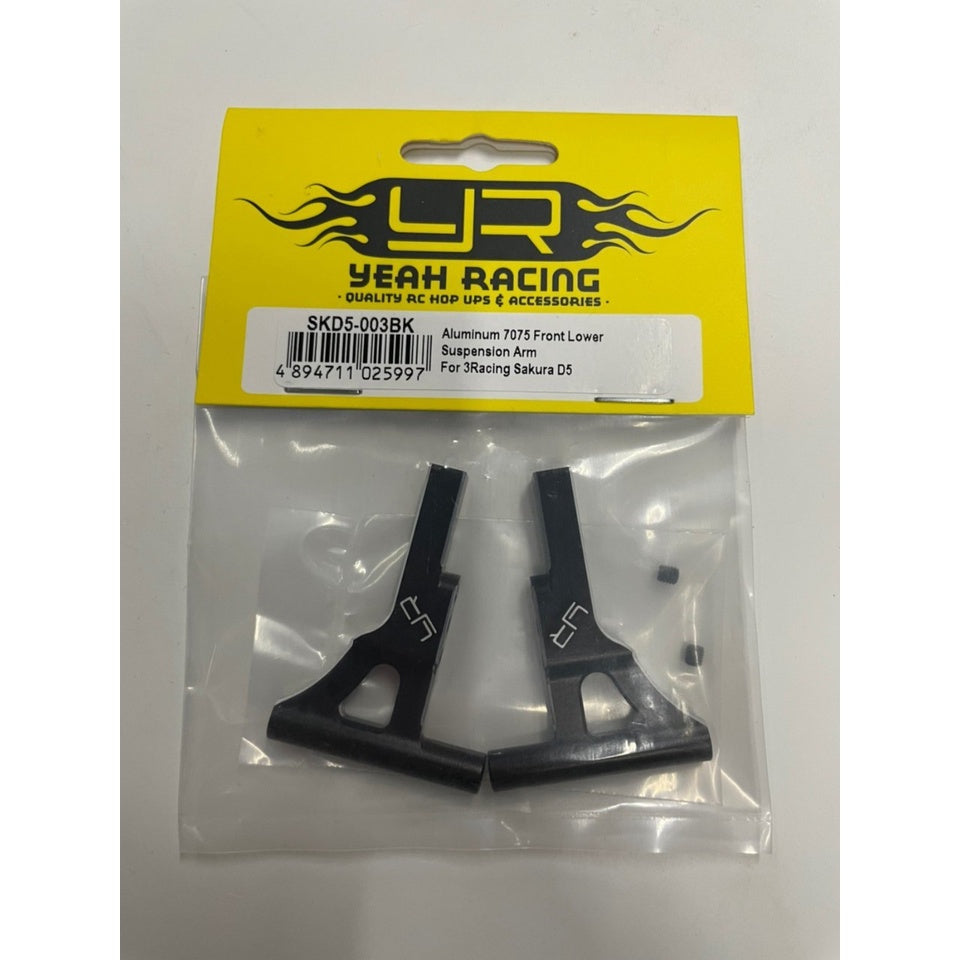 Yeah Racing SKD5-003BK Aluminum 7075 Front Lower Suspension Arm For 3Racing Sakura D5