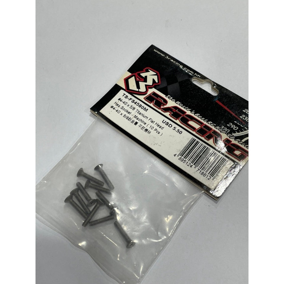 3Racing TS-FS4580M 4-40 x 5/8 Titanium Flat Head Hex Socket - Machine (10 Pcs)
