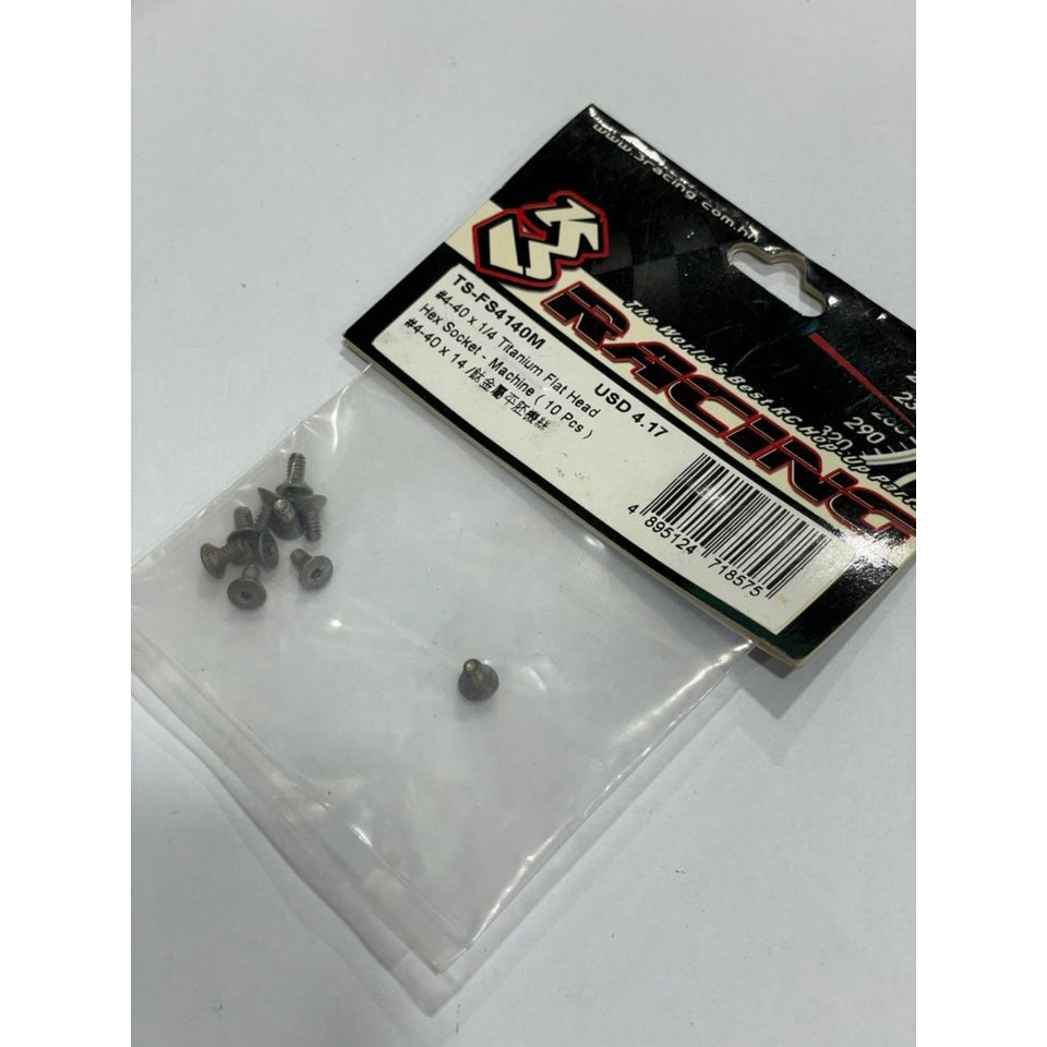 3Racing TS-FS4140M 4-40 x 1/4 Titanium Flat Head Hex Socket - Machine (10 Pcs)