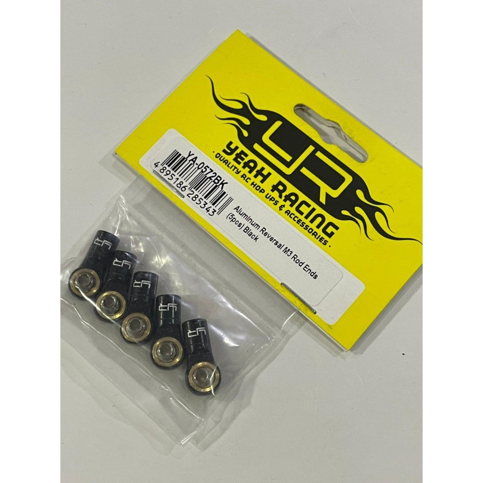 Yeah Racing YA-0572BK Aluminum Reversed Thread M3 Rod Ends 5pcs Black