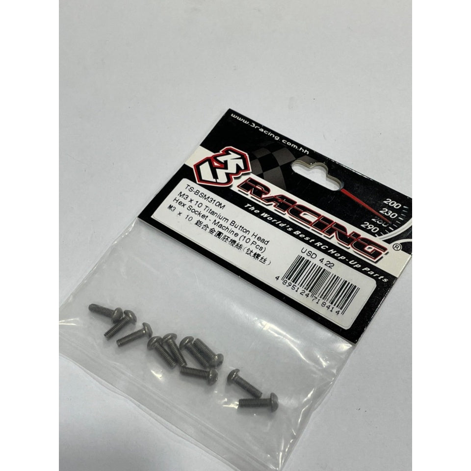3Racing TS-BSM310M M3 x 10 Titanium Button Head Hex Socket - Machine (10 Pcs)