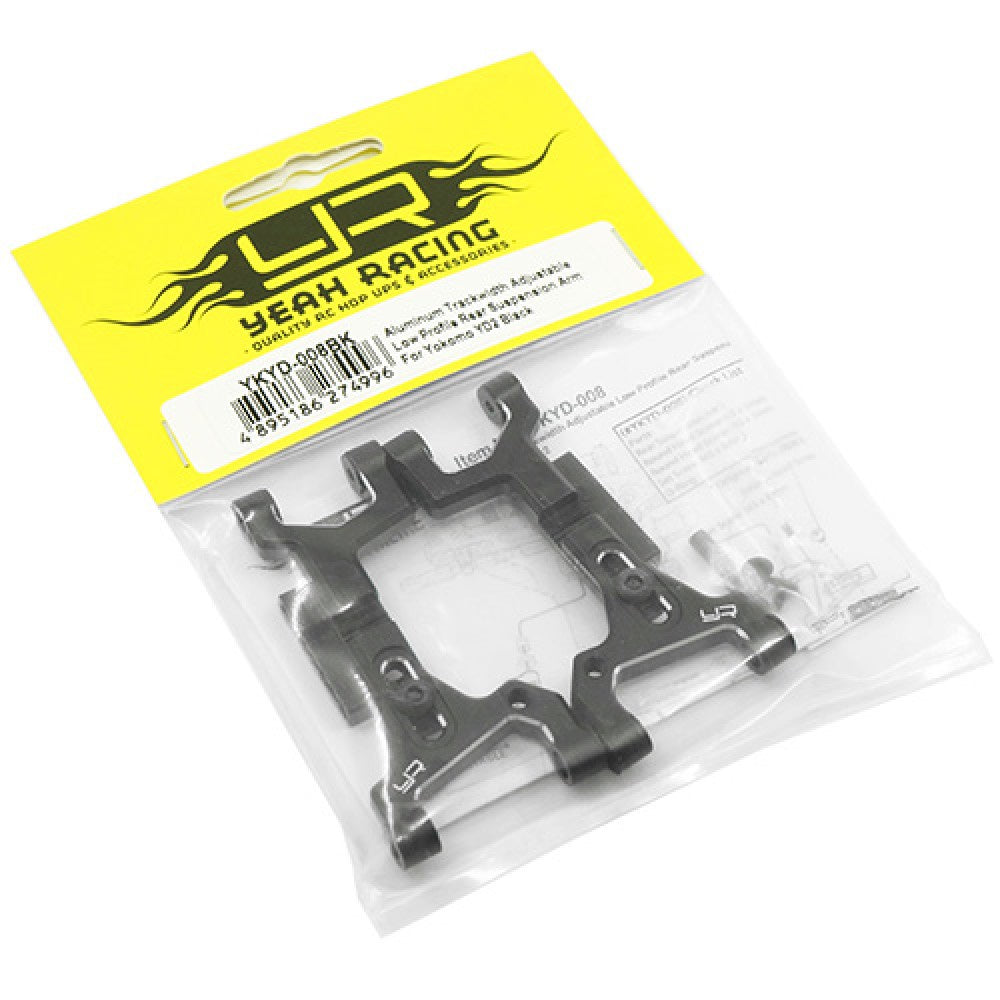 Yeah racing YKYD-008BK ALUMINUM TRACKWIDTH ADJUSTABLE LOW PROFILE REAR SUSPENSION ARM FOR YOKOMO YD2 YD2S BLACK