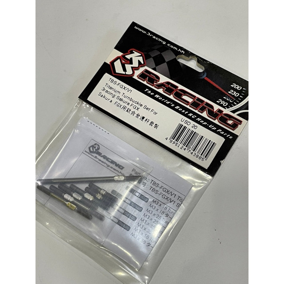 3Racing TBS-FGX/V1 TITANIUM TURNBUCKLE SET FOR 3RACING SAKURA FGX