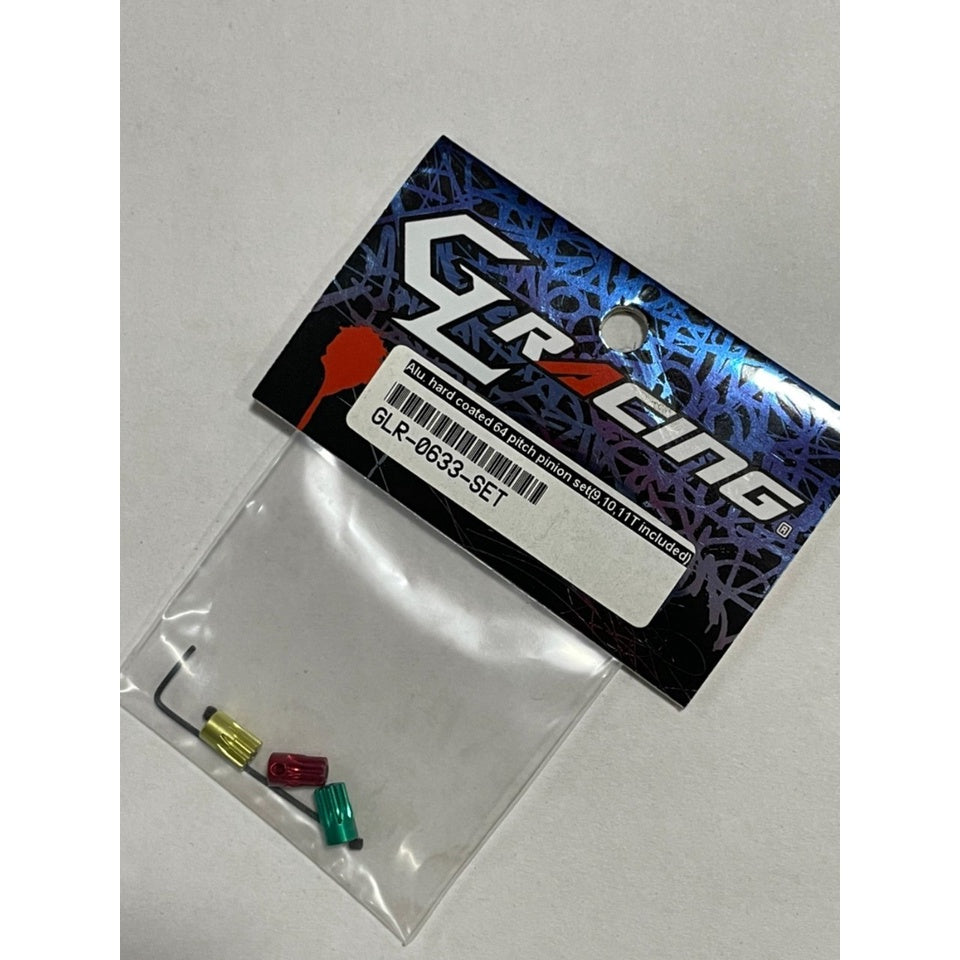 GL Racing GLR-0633-SET ALU. HARD COATED 64 PITCH PINION SET(9,10,11T INCLUDED)