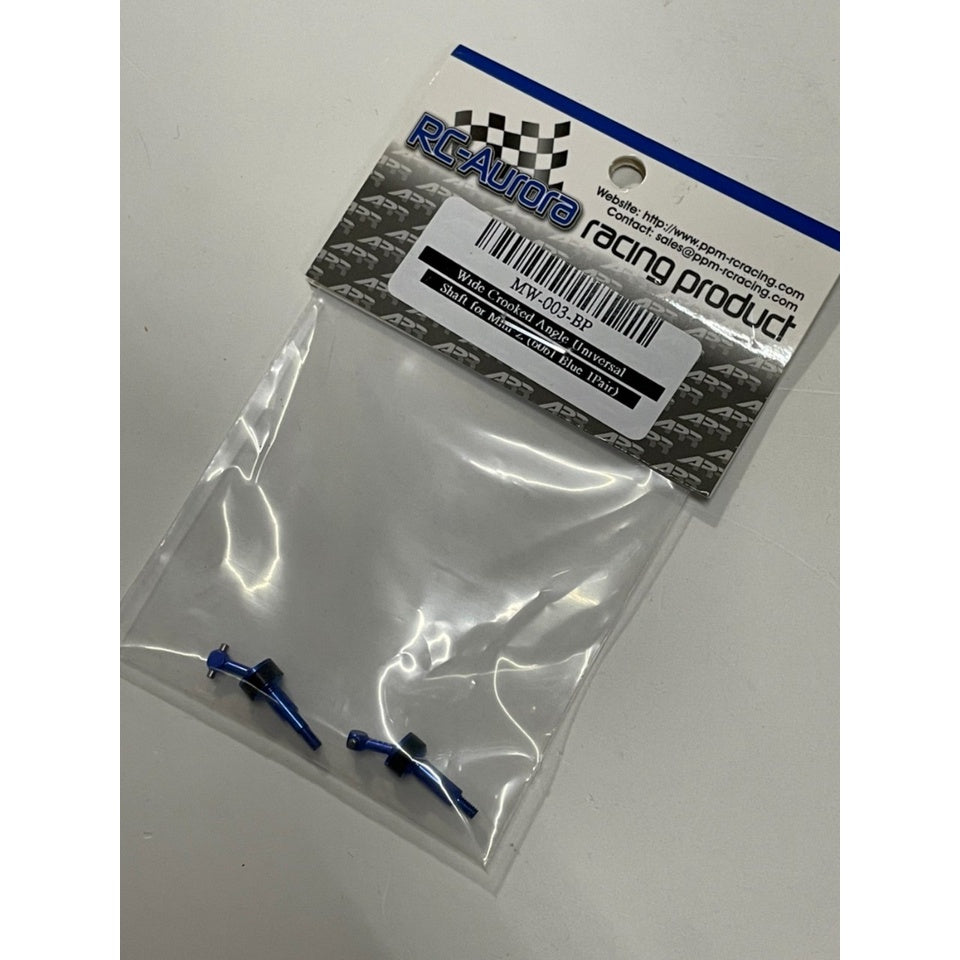 RC Aurora MW-003-BP Wide Crooked Angle Universal Shaft for Mini-Z (6061 Blue 1Pair)