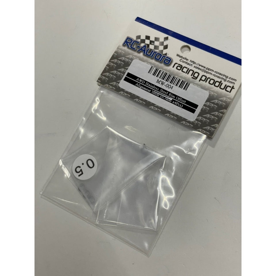 RC Aurora MW-004 AWD Stainless Steel Rim Offset Alignment Shim (0.5mm x4Pcs)