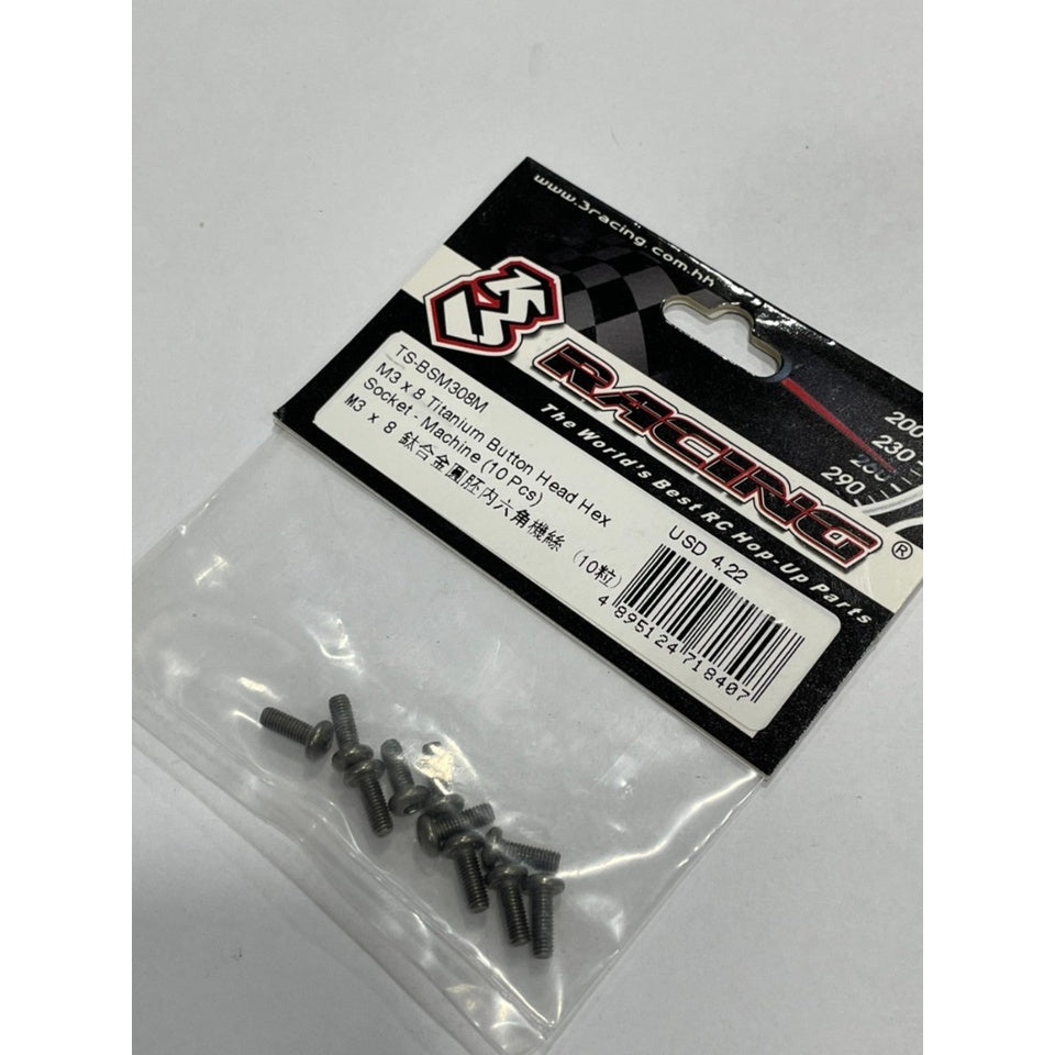 3Racing TS-BSM308M M3 x 8 Titanium Button Head Hex Socket - Machine (10 Pcs)