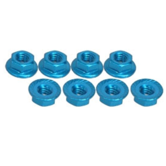 3Racing 4mm Aluminum Locknut Serrated (8pcs) 3RAC-NS40
