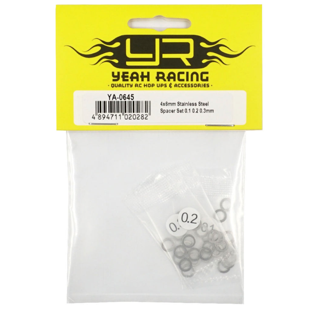 Yeah racing 4X6MM STAINLESS STEEL SPACER SET 0.1 0.2 0.3MM YA-0645
