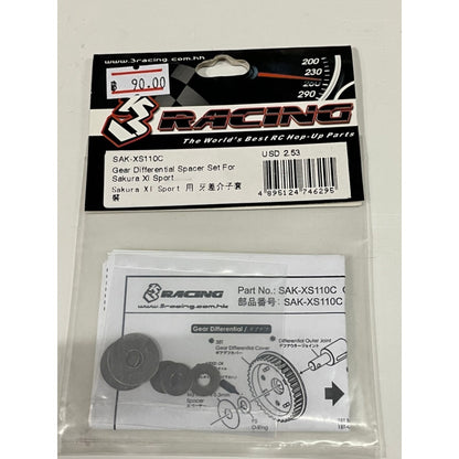 3Racing SAK-XS110C GEAR DIFFERENTIAL SPACER SET FOR SAKURA XI SPORT
