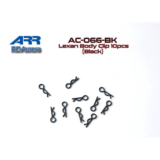 RC Aurora AC-066-BK Lexan Body Clip 10pcs (Black)