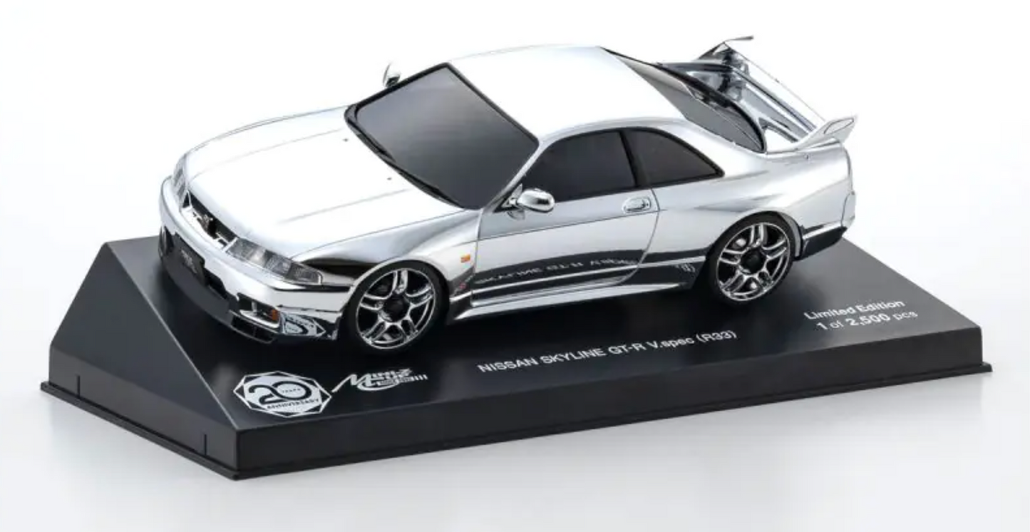 KYOSHO (Rare item) ASC 20th Anniversary NISSAN SKYLINE GT-R V.Spec (R33) Chrome Silver เฉพาะบอดี้ MZP438CS