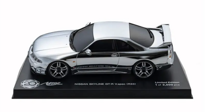 KYOSHO (Rare item) ASC 20th Anniversary NISSAN SKYLINE GT-R V.Spec (R33) Chrome Silver เฉพาะบอดี้ MZP438CS