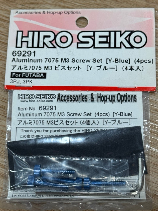 HIRO SEIKO Aluminum 7075 M3 Screw Set (Y-Blue) (4pcs) 69291 (rare item)