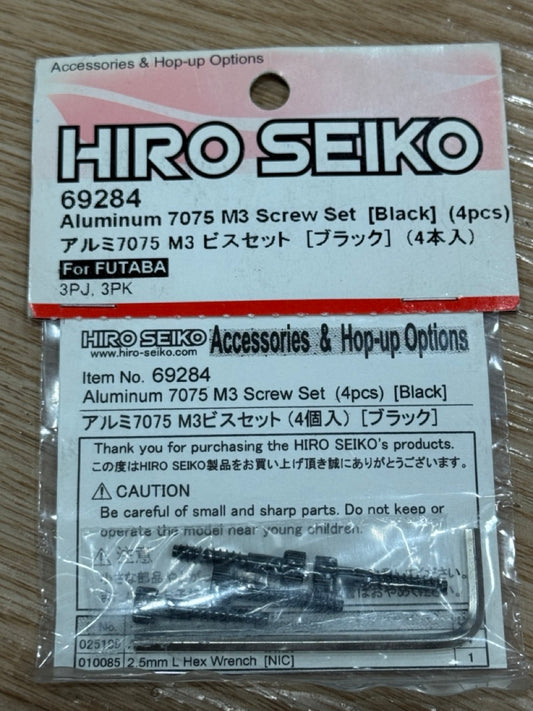 HIRO SEIKO Aluminum 7075 M3 Screw Set (Black) (4pcs) 69284 (rare item)