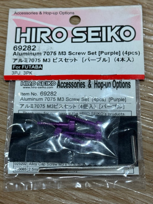 HIRO SEIKO Aluminum 7075 M3 Screw Set (Purple) (4pcs) 69282 (rare item)