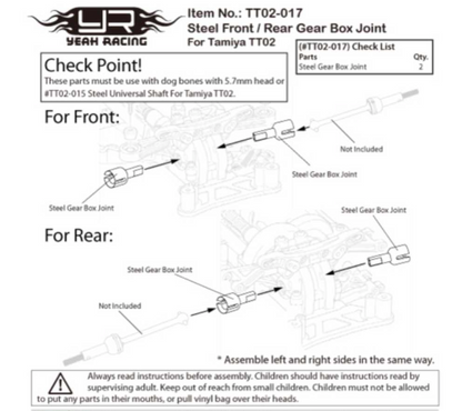 Yeah Racing Steel Front / Rear Unit Cup Joint For Tamiya TT02 ศูนย์ไทย