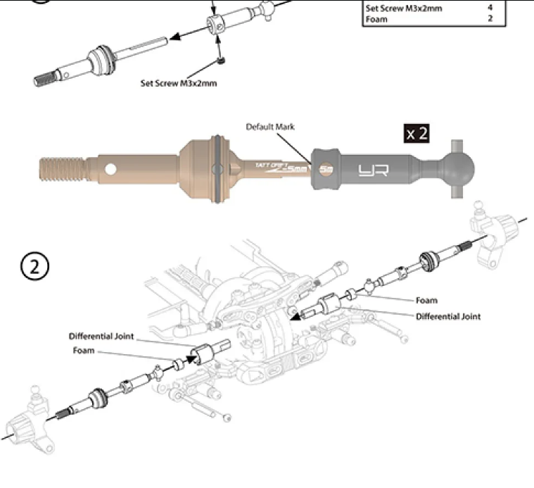 Yeah Racing G45 Steel Adjustable Drive Shaft for TATT-S03 (Tamiya TT02 RWD)(SPT2-D) TATT-018 ศูนย์ไทย