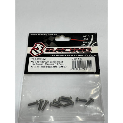 3Racing TS-BSM310M M3 x 10 Titanium Button Head Hex Socket - Machine (10 Pcs)
