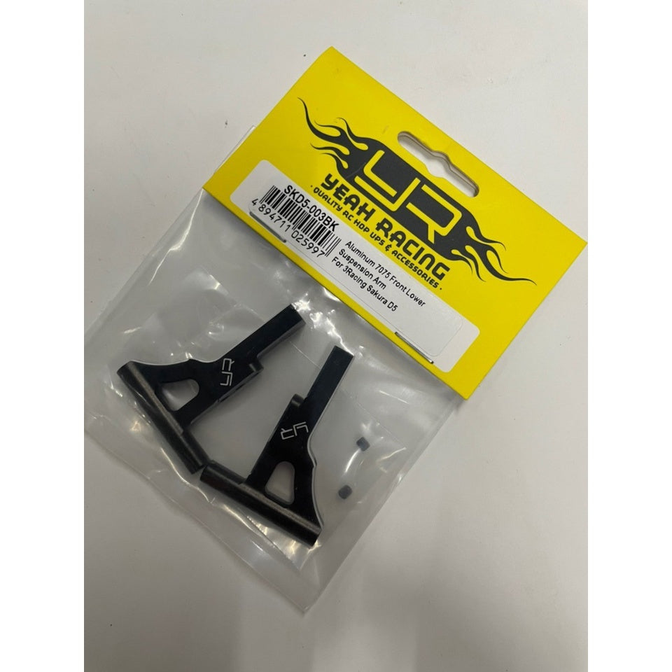 Yeah Racing SKD5-003BK Aluminum 7075 Front Lower Suspension Arm For 3Racing Sakura D5
