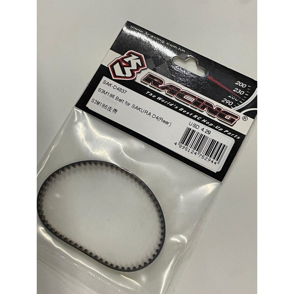3 Racing SAK-D4837 S3M186 BELT FOR SAKURA D4(REAR)