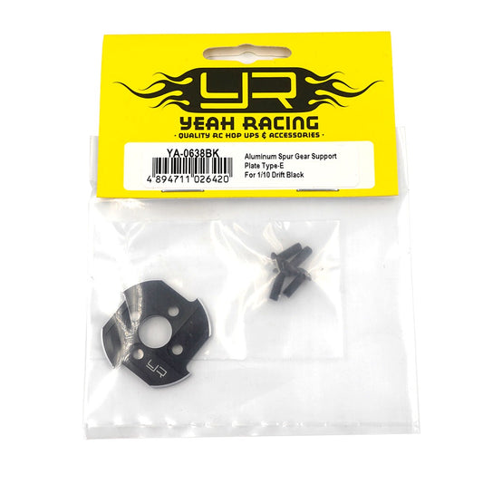 Yeah racing YA-0638BK Aluminum Spur Gear Support Plate Type-E For 1/10 Drift Black ศูนย์ไทย