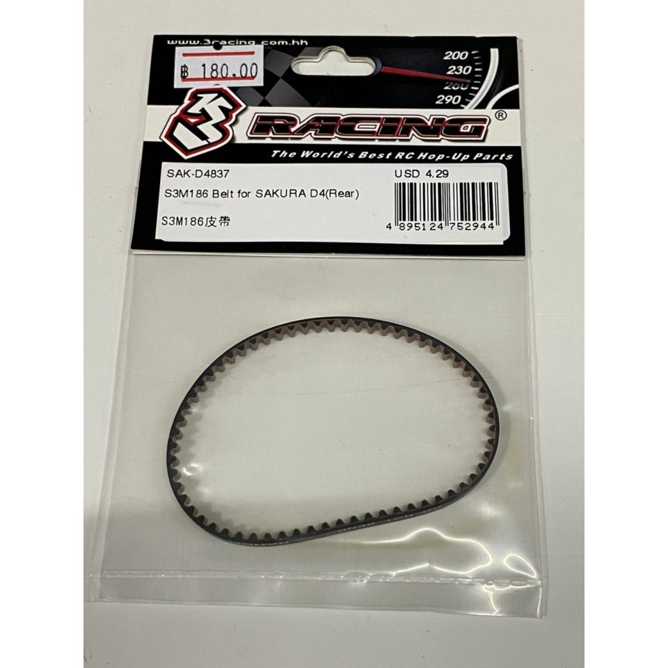 3Racing SAK-D4837 S3M186 BELT FOR SAKURA D4(REAR)