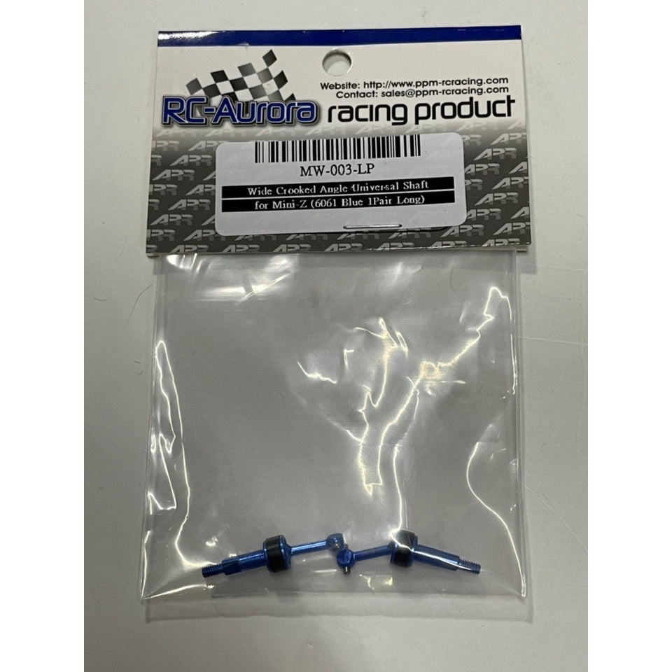 RC Aurora MW-003-LP Wide Crooked Angle Universal Shaft for Mini-Z (6061 Blue 1Pair Long)