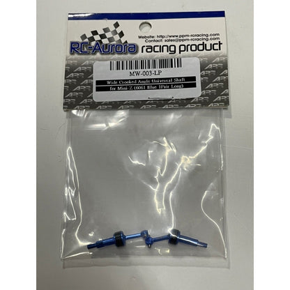 RC Aurora MW-003-LP Wide Crooked Angle Universal Shaft for Mini-Z (6061 Blue 1Pair Long)
