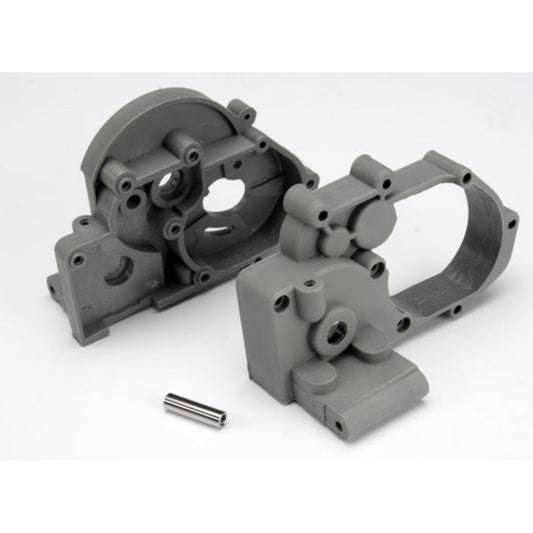 TRAXXAS  Gearbox halves (L&R) (grey) w/ idler gear shaft 3691A