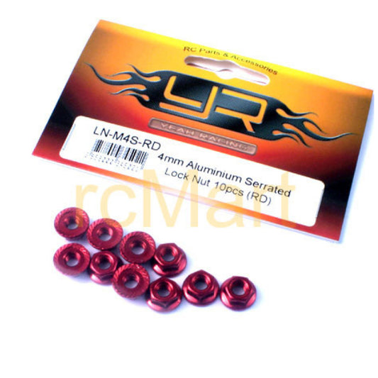 YEAH RACING 4MM ALUMINIUM SERRATED LOCK NUT 10PCS LN-M4S ศูนย์ไทย