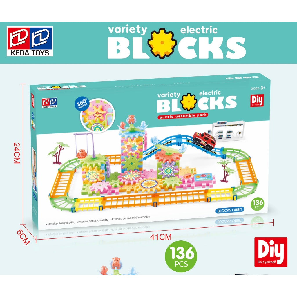 Keda Blocks รถราง ของเล่นเสริมพัฒนาการเด็ก 136 ชิ้น พร้อมชุดขับเคลื่อน รถ Offroad และ ราง KD-2813 ของเล่นเด็ก