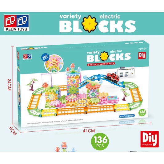 Keda Blocks รถราง ของเล่นเสริมพัฒนาการเด็ก 136 ชิ้น พร้อมชุดขับเคลื่อน รถ Offroad และ ราง KD-2813 ของเล่นเด็ก