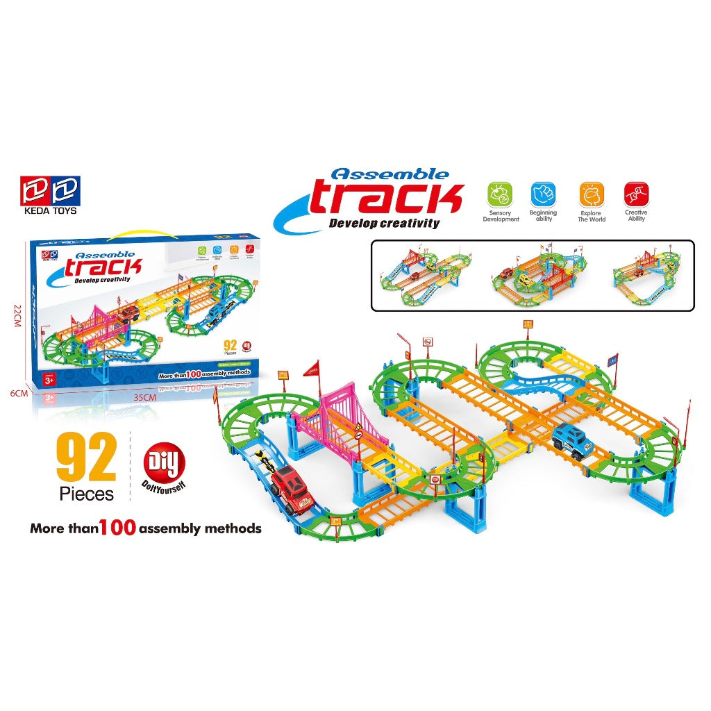 Keda Blocks  รถราง ของเล่นเสริมพัฒนาการเด็ก 92 ชิ้น รถ Offroad และ ราง KD-1335-1 ของเล่นเด็ก
